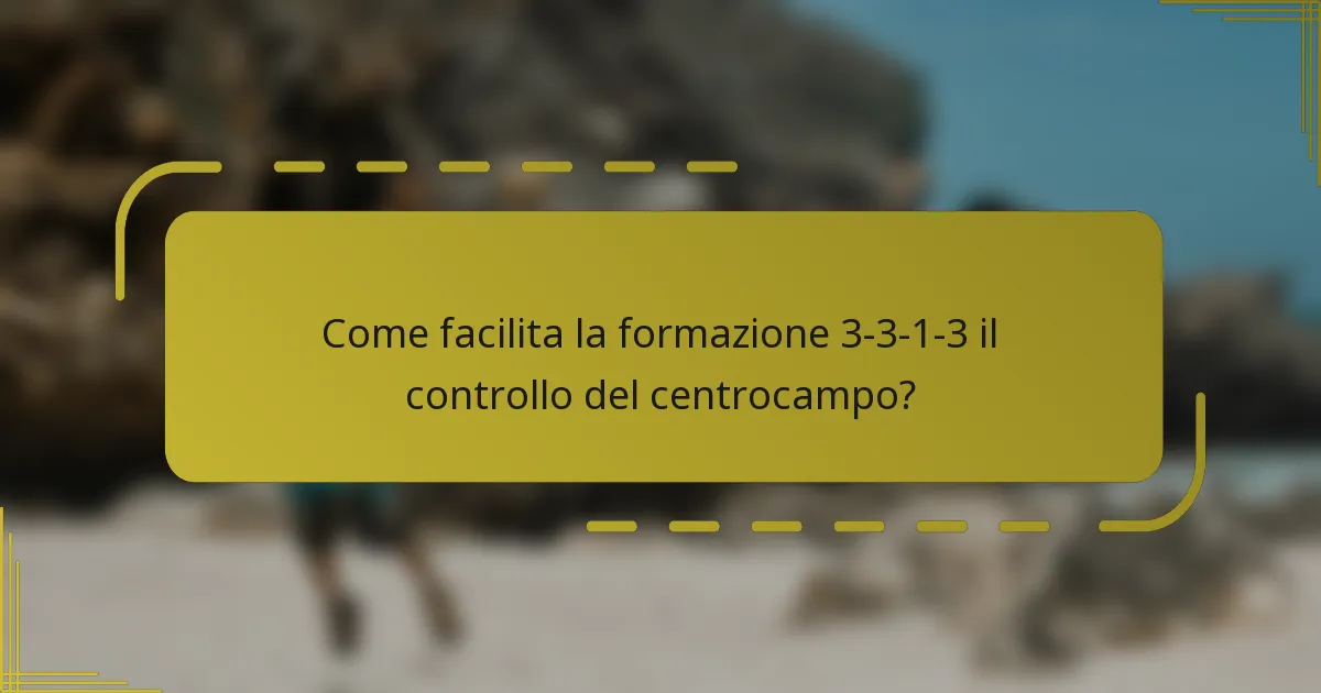 Come facilita la formazione 3-3-1-3 il controllo del centrocampo?