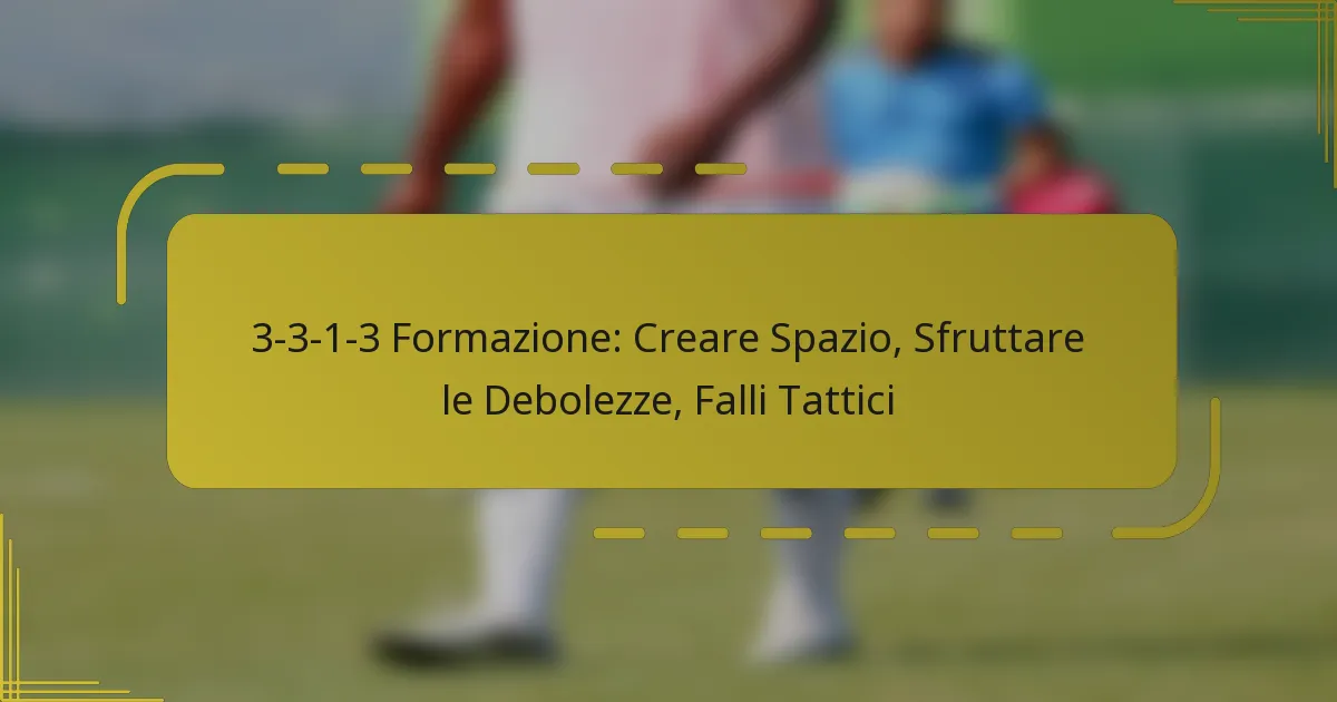3-3-1-3 Formazione: Creare Spazio, Sfruttare le Debolezze, Falli Tattici