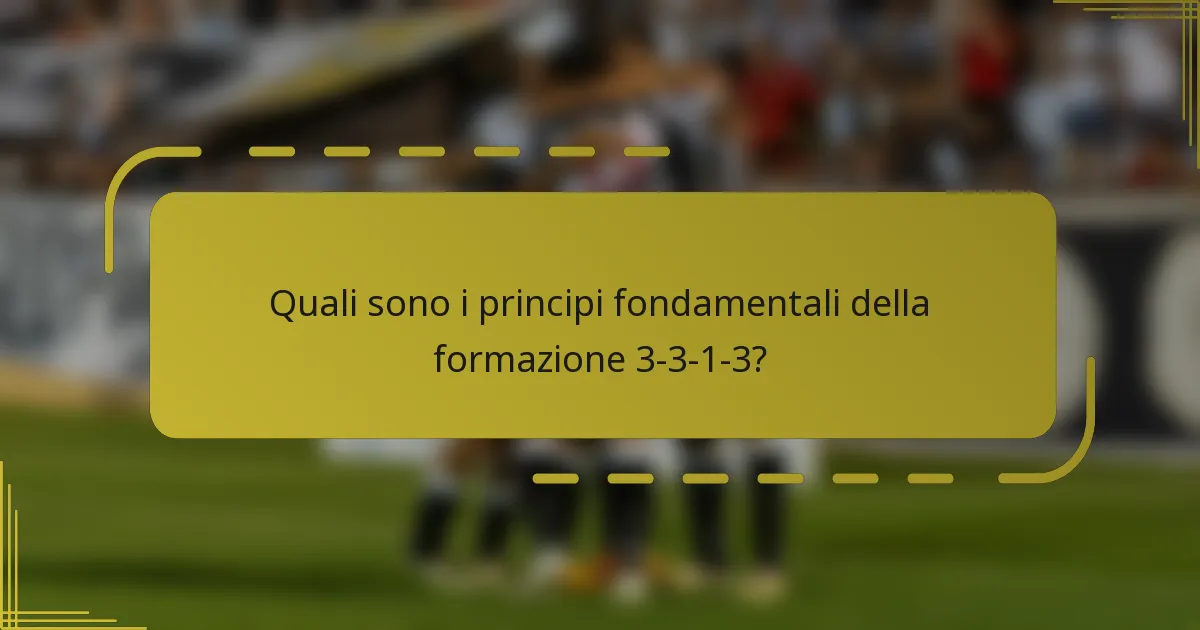Quali sono i principi fondamentali della formazione 3-3-1-3?